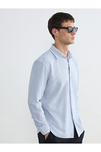 LC Waikiki Rmz Gi̇yi̇m Farkiyla Standard Fit Striped Men's Shirt