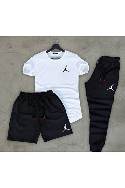 Syndra Basket Printed Summer Set (White T-Shirt - Black Sweatpants and Shorts...