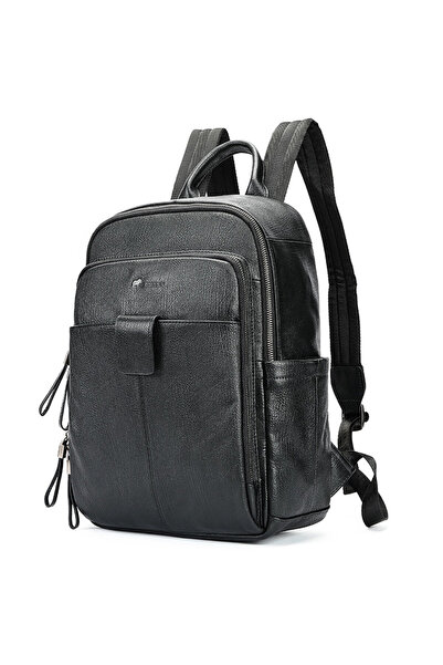 JERMYN'S Portland black genuine leather backpack