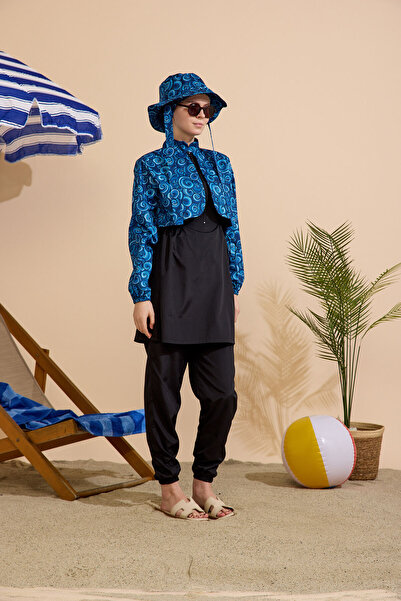 GAVLİA Women's Hijab Swimsuit Set of 5 with Half Zipper.