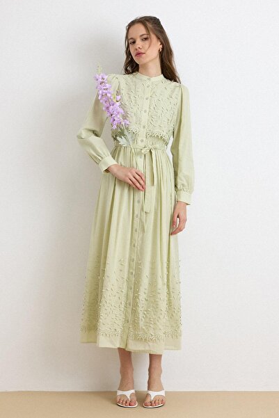 Olcay Exclusive Dress with Cape and Skirt with Three-Dimensional Appliques Ça...