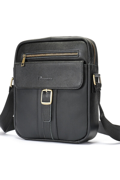 JERMYN'S Cambridge men's messenger bag made of black genuine leather
