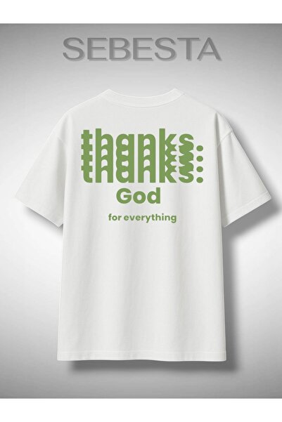 Sebesta Fashion Thanks God Printed Premium Oversize T-Shirt