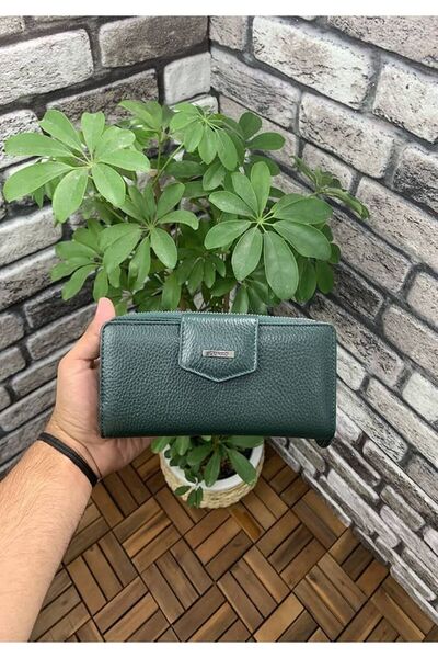 GUARD Green Genuine Leather Hand Portfolio with Zipper and Button / Grd260225...