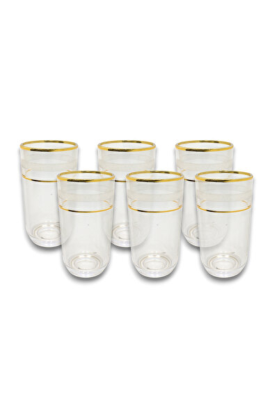 Al Nokhba Luxury Water Glass Set of 6 – Elegant Golden Design Drinking Glasse...