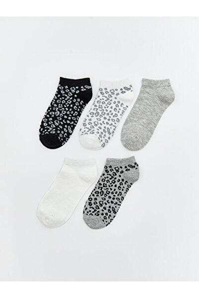 LC Waikiki Sparkling Choices Leopard Embroidered Women's Booties Socks 5-Pack...