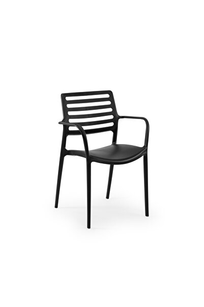 Tilia Louise-XL Polipropilen Kollu Sandalye Siyah - Bahçe, Balkon, Dış Mekan,...