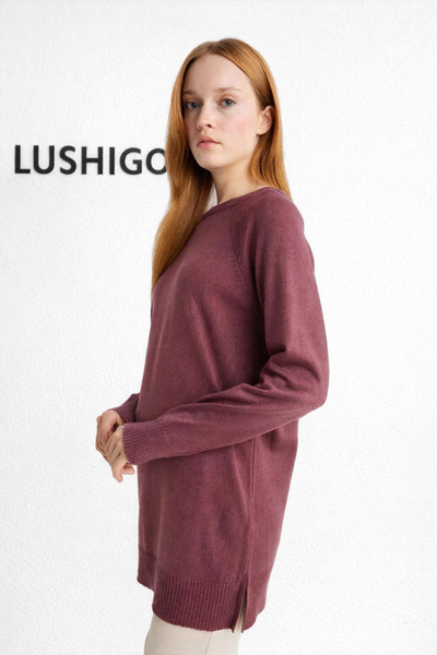 LUSHİGO WOMEN Pulover tunică cu croială normală și basic fante decorative