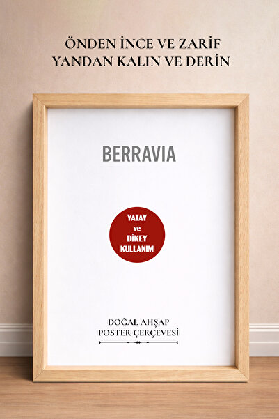 BERRAVIA Kalın Doğal Ahşap Çerçeveli Poster Çerçeve, Boş Çerçeve, Kalın Çerçe...