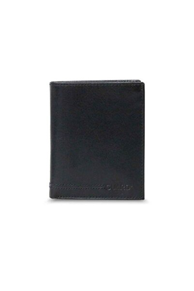 GUARD Black Genuine Leather Double-Plaid Vertical Model Men's Wallet // Grd26...