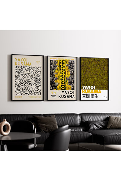 Artiera Σετ ζωγραφικής 3 τεμαχίων Kusama Yellow Harmony Japandi Art με ξύλινο...