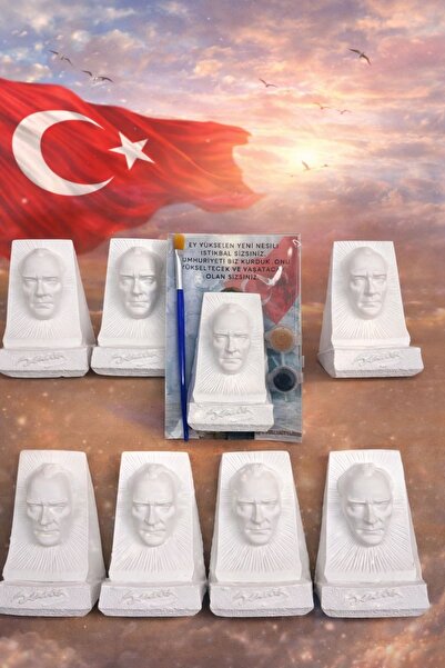 obelleatelier 10’lu Atatürk Büstü Boyama Seti – 3D Figür + Boya ve Fırça Dahi...