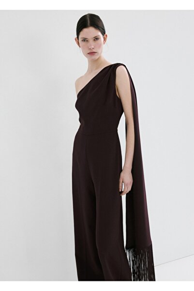 MANGO Woman Tek omuzlu püsküllü fular tulum