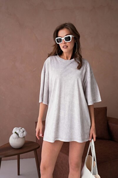 Noi Belis Oversize Washed Crew Neck Knitted T-Shirt Ss26Ts0018