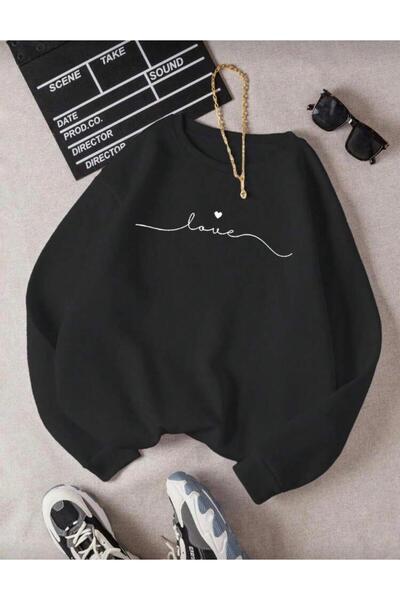 Oceanwear Love Printed Crew Neck Women's Plain Sweatshirt