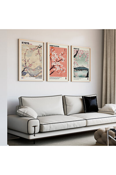Artiera Σετ ζωγραφικής με ξύλινο πλαίσιο 3 τεμαχίων Kyoto Sakura Fuji Japandi...