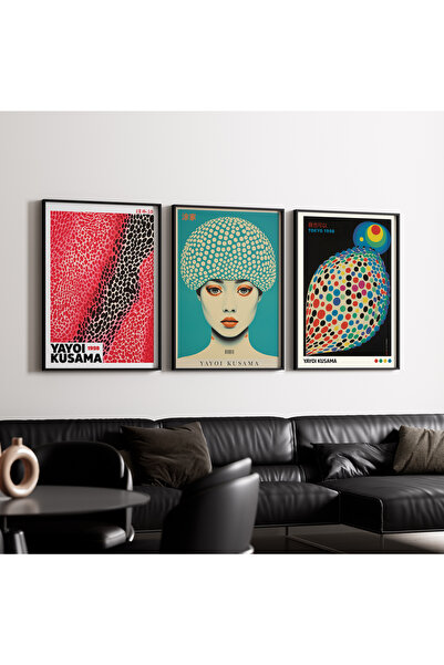 Artiera Σετ ζωγραφικής 3 τεμαχίων με μοτίβα Kusama Dot, Ξύλινο πλαίσιο τέχνης...