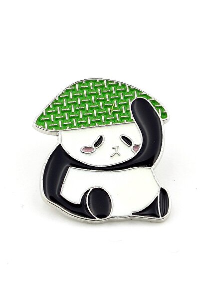 Stanbula Kawaii Bambu Şapkalı Panda Hayvan Figürlü Pin Yaka Çanta Süsü Metal ...