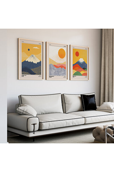 Artiera Σετ ζωγραφικής 3 τεμαχίων με ξύλινο πλαίσιο από το Mount Fuji Born Su...