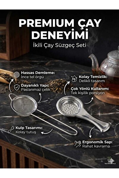 LOVYCO Set of 2 Stainless Steel Tea Strainers - Both Wire and Perforated Meta...