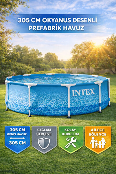 YILDIRIM OYUNCAK 305x76 cm Okyanus Desenli Prefabrik Havuz | Dayanıklı Çerçev...