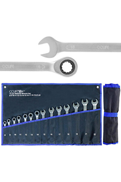 CCLIFE Set de 14 chei combinate cu clichet fix și cu două fețe 8-22 mm