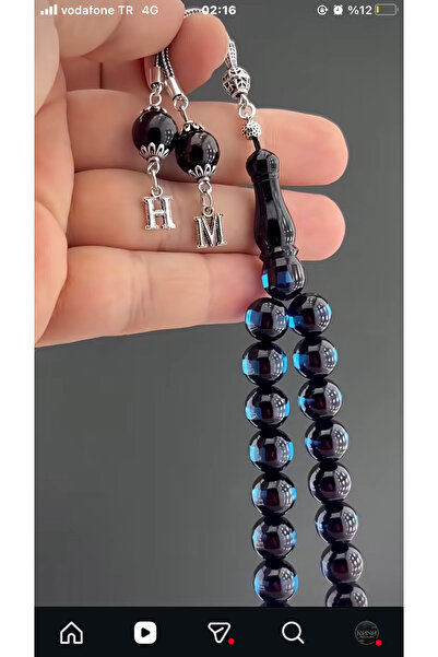 Rana Gümüş Toz Kekribar Tesbih