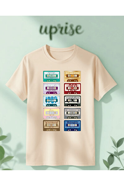 Vordevia Taylor Swift Albums Printed Cotton Oversize T-Shirt