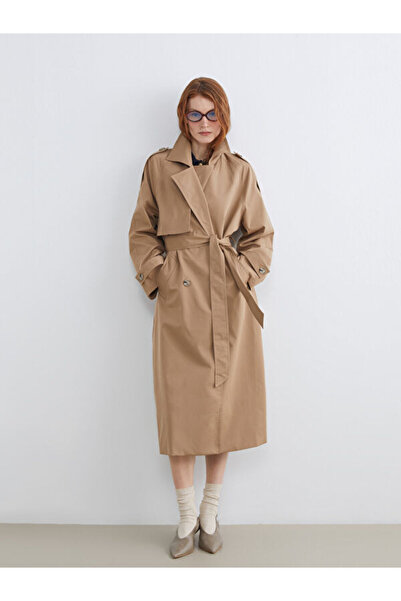 LC Waikiki معطف نسائي بياقة روبا مزدوجة الصدر من UZG STORE للنساء الأنيقات