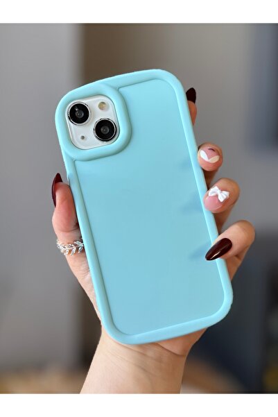 MİRAZ TASARIM iPhone 13/14/15 Compatible Light Blue Plain Silicone Case