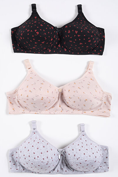 CHOCHO Kadın Dolgusuz Telsiz Dikişli Klasik Günlük 3'lü Sütyen Takımı