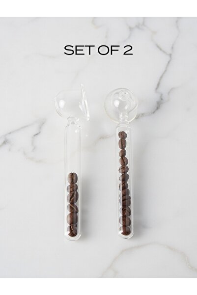 Decovio 2 ADET Cam Kahve Ölçü Kaşığı Kahve Çekirdeği Tasarımlı Şeffaf Minimal...