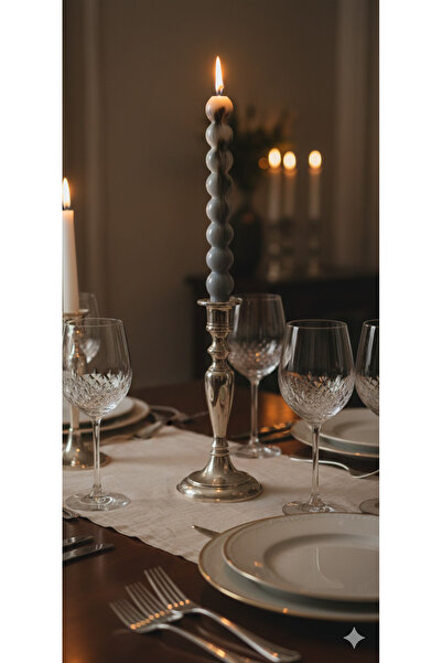 Gizemli Home Siyah Ebru Boyama Top Şamdan Mumu