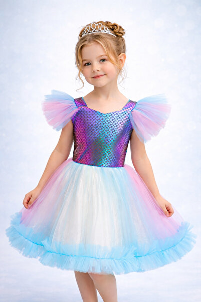 Atlas Kids Rochie de seara tip sirena pentru fete - Rochie de petrecere prinț...