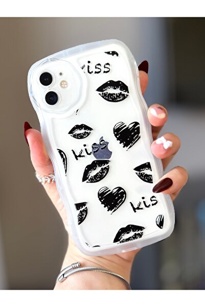 MİRAZ TASARIM iPhone 11 Frosted Transparent Shockproof Heart Pattern Case