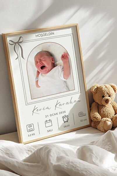 Gralanda Bebek Anı Panosu, Fotoğraflı Doğum Ölçüleri Tablosu, İsim ve Tarihli...