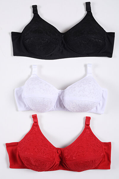 CHOCHO Kadın Dolgusuz Telsiz Dikişli Klasik Günlük 3'lü Sütyen Takımı