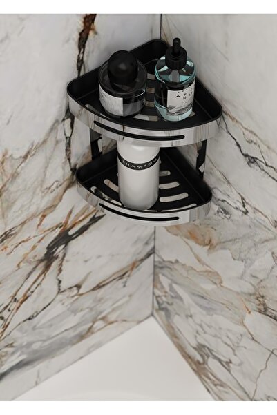 jbox Lükx Paslanmaz Banyo Rafı Köşeli İkili