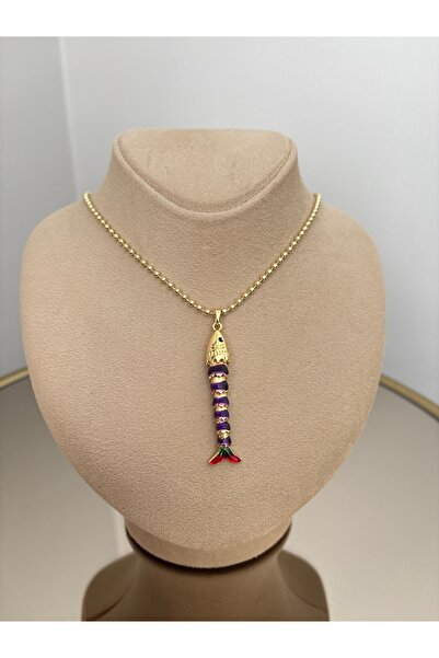 LARİS ACCESSORİES Mor Şans Balığı Figürlü Çelik Kolye