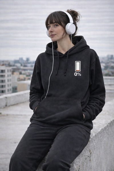 EFFRENATU Lıvo I Have No Energy Printed Oversize Hooded Tracksuit Set – Trave...