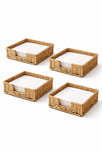 Tuppee Σετ 4 θήκες για χαρτοπετσέτες από ρατάν 17,5x17,5x6,5 εκ. – Διακοσμητι...