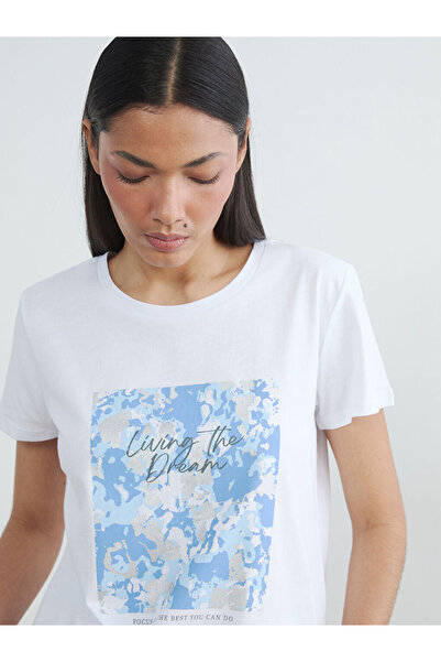 LC Waikiki White Crew Neck Printed Women's T-Shirt