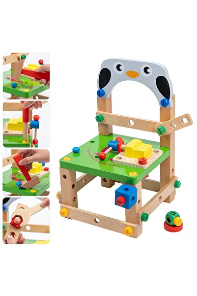 tinymaya Ahşap Çocuk Tamir Tezgahı, Montessori ve STEM Eğitici Oyuncak Seti, ...