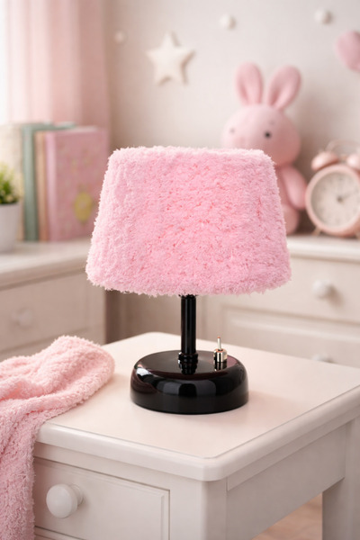 luminart Pilli Peluş Çocuk Abajur Pembe – Dekoratif Masa Lambası | Kız Çocuk ...