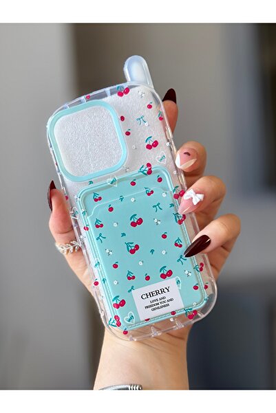 MİRAZ TASARIM حافظة شفافة لهاتف آيفون 16 برو مع حامل البطاقة