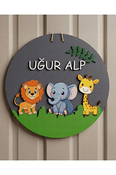Ufuk Çizgisi Safari Themed Wooden Door Ornament