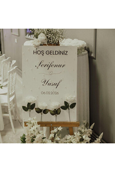 Sestasarmm Çiçekli inci taşlı Karşılama Panosu, Düğün, Nişan, Doğum Günü, Kiş...