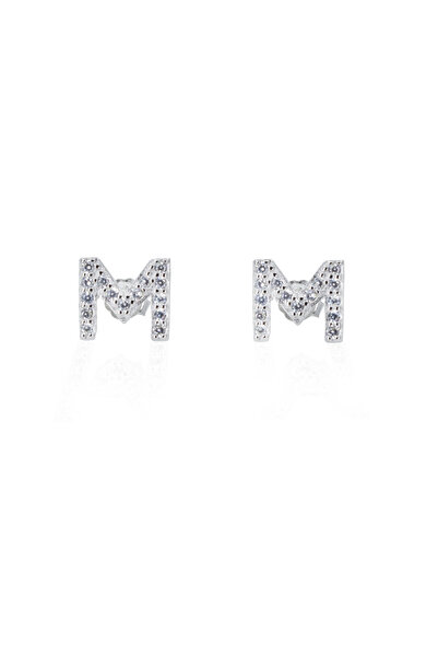 SPARKLES Diamond Letter M Earrings 925 Silver
