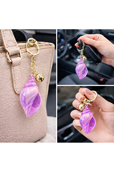 Erzi Deniz Kabuğu Tasarım Anahtarlık – İridesan Renkli Çanta ve Araba Anahtar...