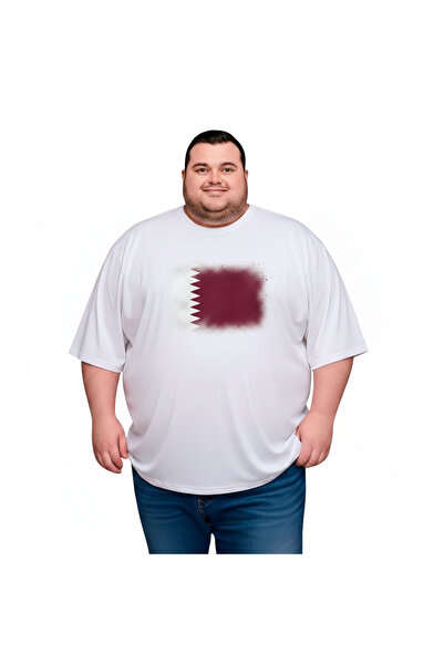 sngl Ανδρικό κοντομάνικο μπλουζάκι μεγάλου μεγέθους Qatar Flag με τύπωμα 3XL ...